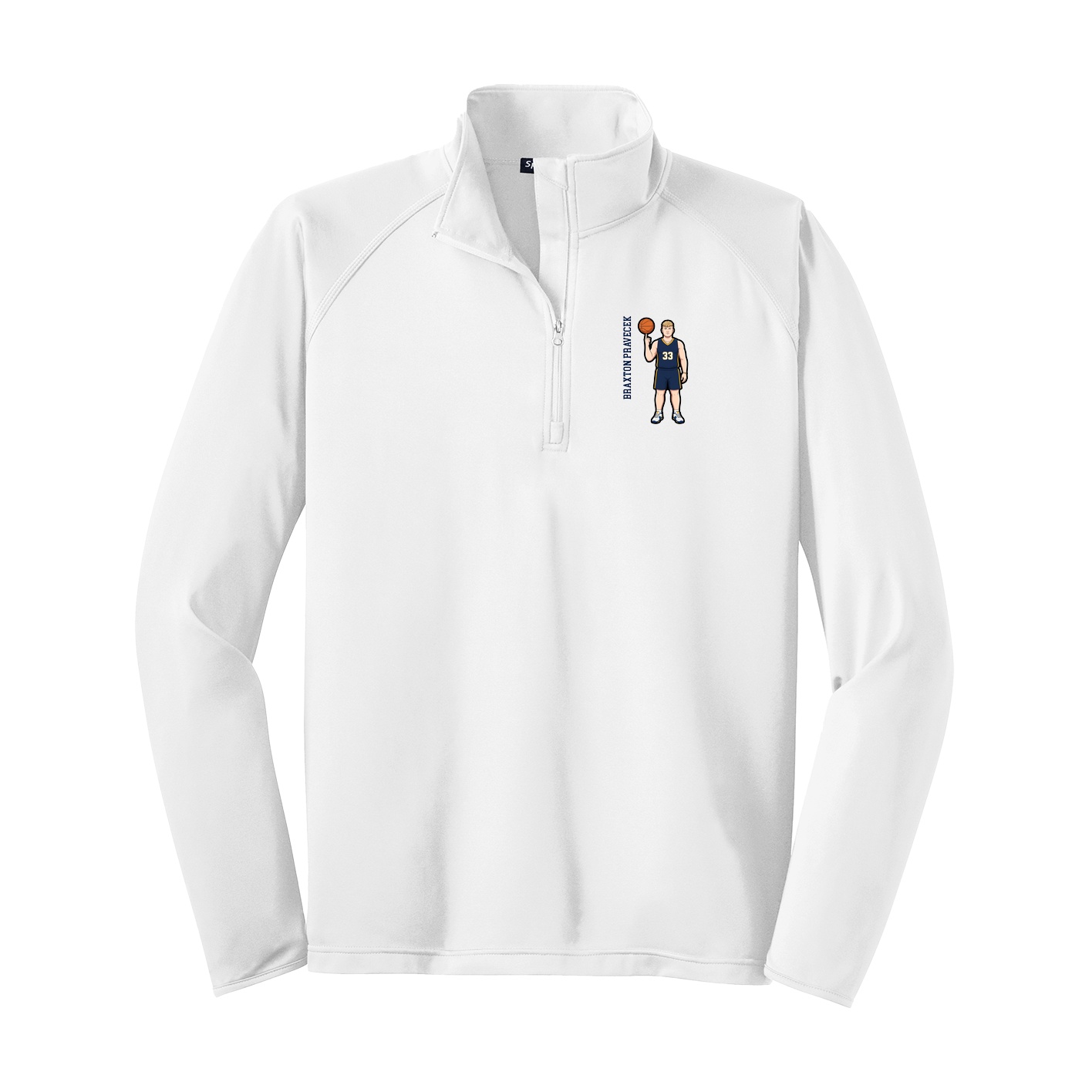 Q-Zip Pullover — Name Vertical in White