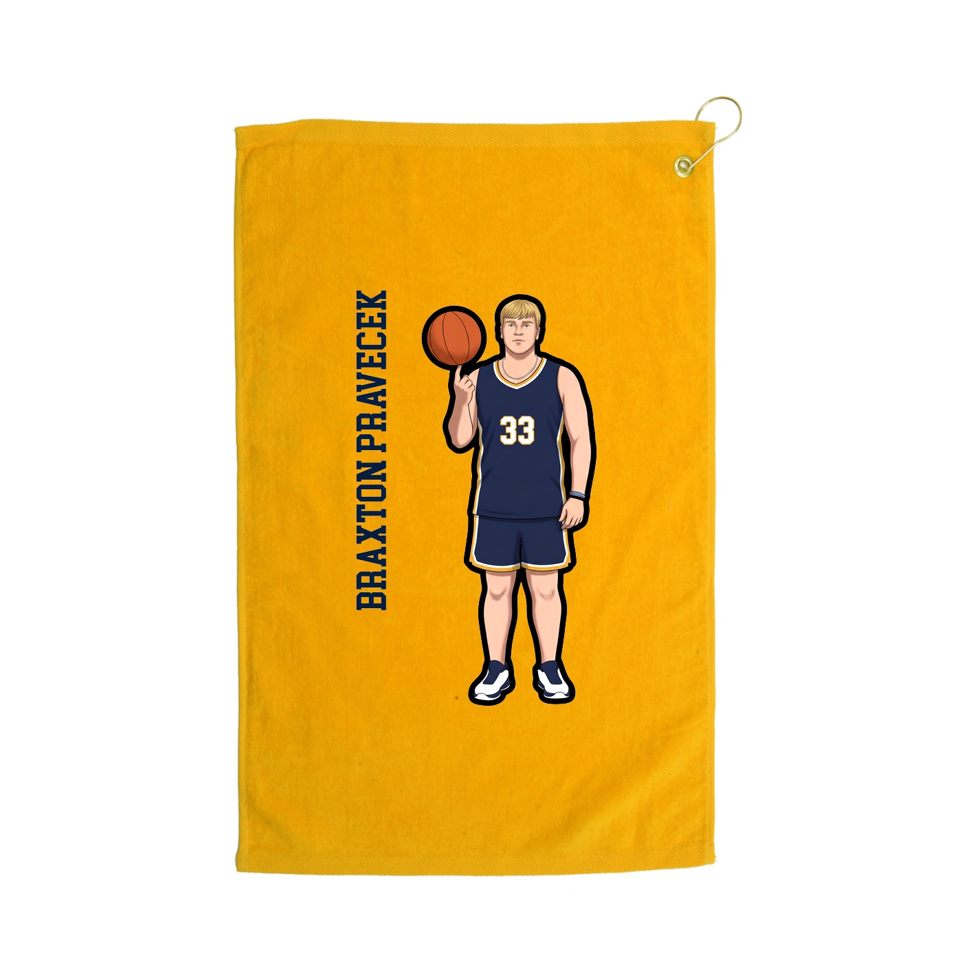 Golf Towel — Name Vertical in Gold