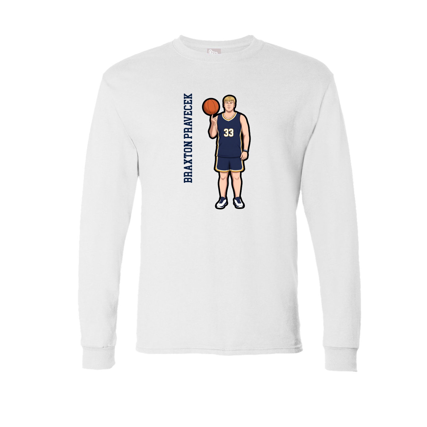 Long Sleeve Tee — Name Vertical in White