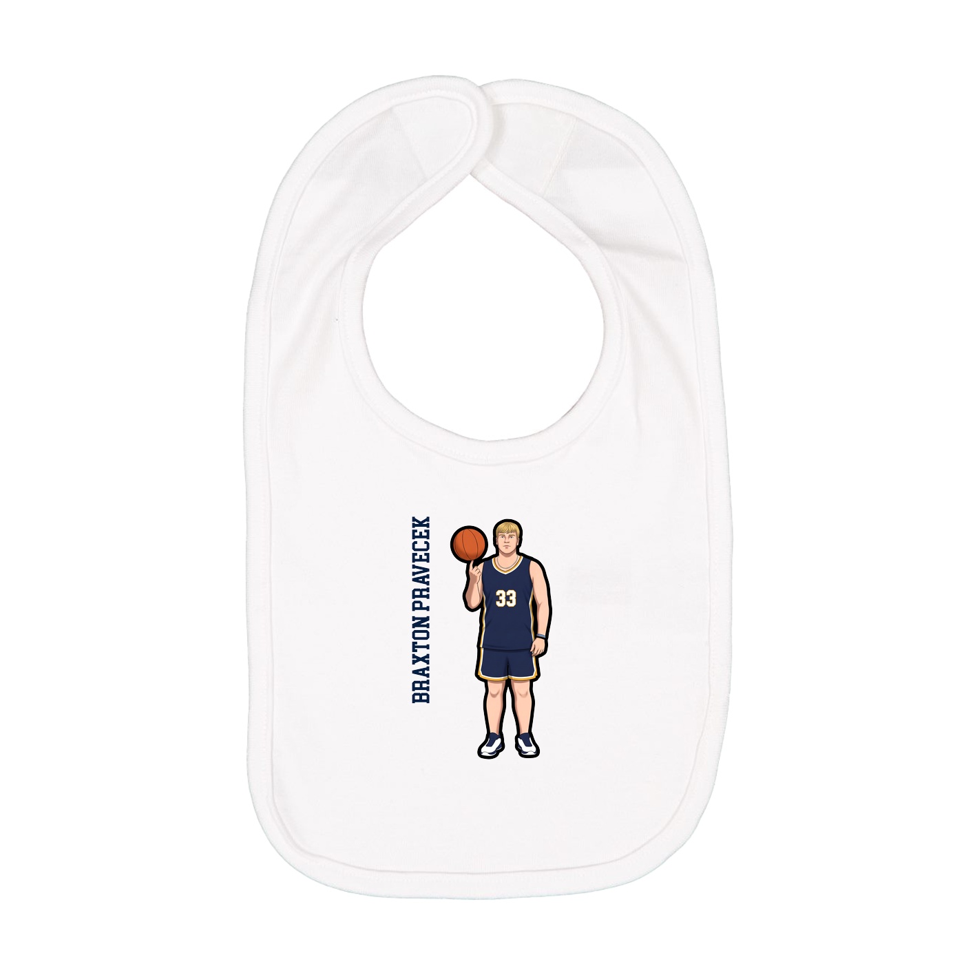Infant Bib — Name Vertical in White