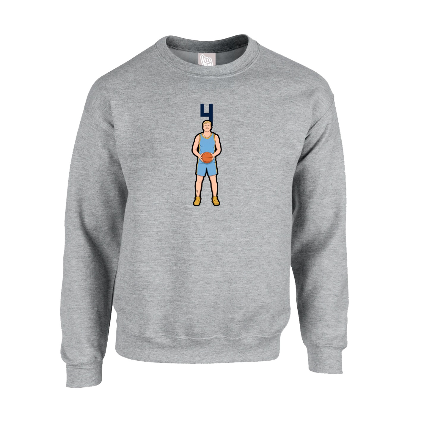 Fleece Crew — Number Top in Grey