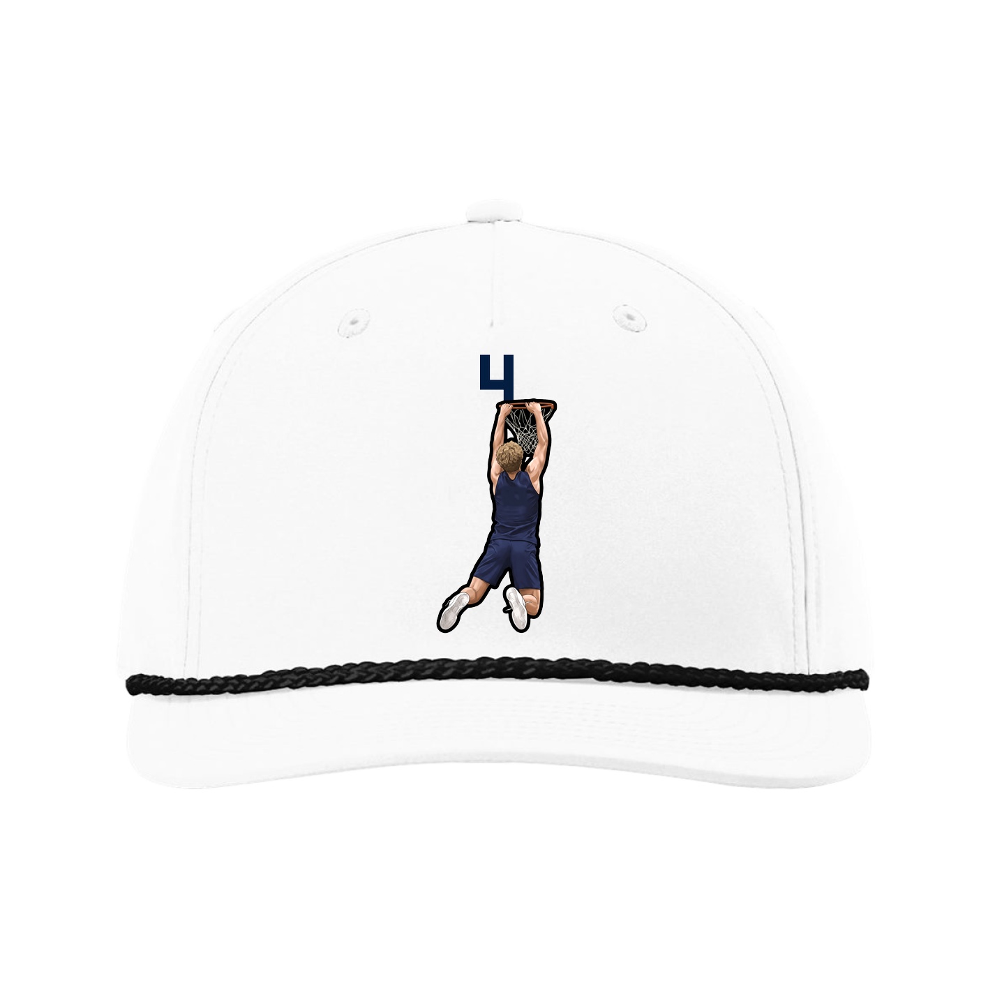 Five-Panel Classic Rope Cap — Number Top in White