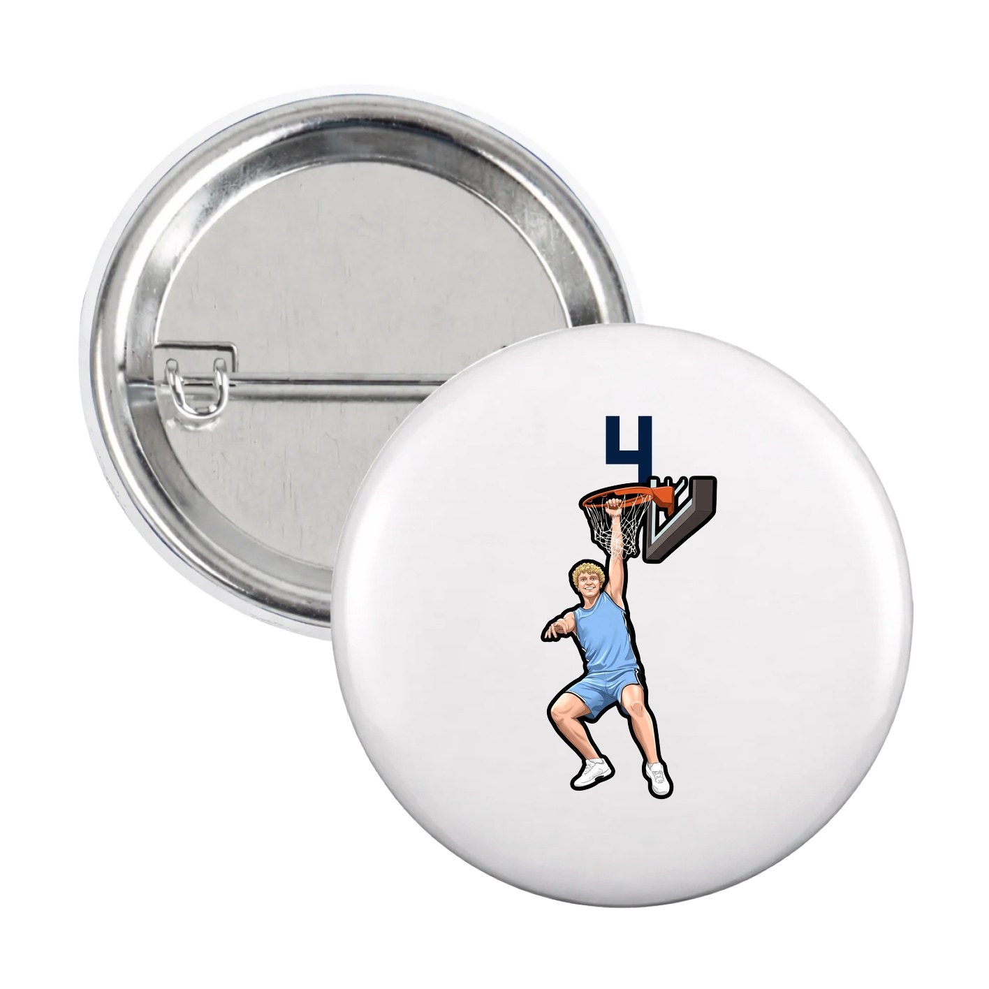 Game Day Button — Number Top in White