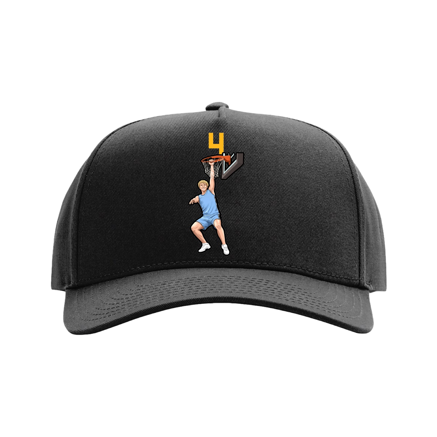 Full Fabric Five-Panel Champ Cap — Number Top in Black