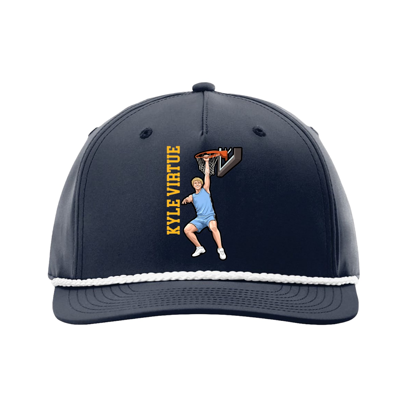 Five-Panel Classic Rope Cap — Name Vertical in Navy