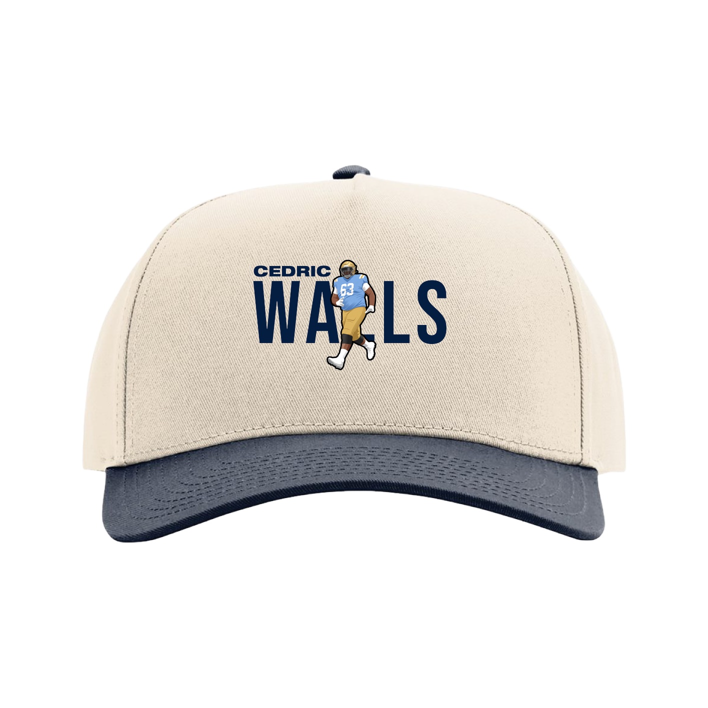 Full Fabric Five-Panel Champ Cap — Player Name in Cream/Navy