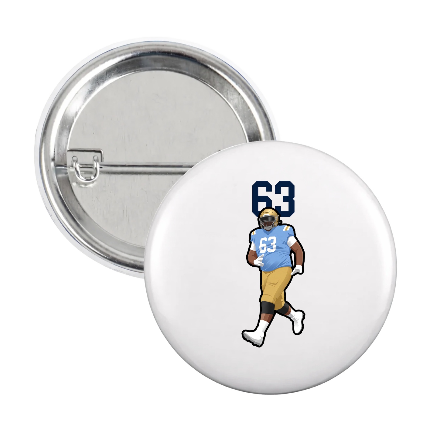 Game Day Button — Number Top in White