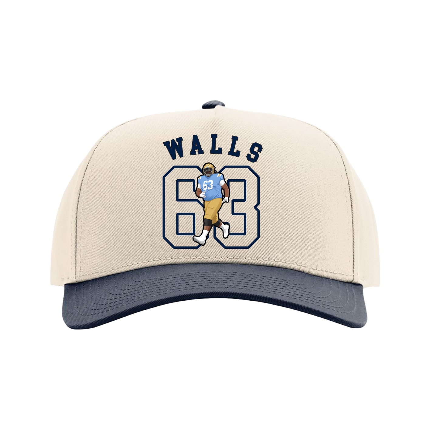 Full Fabric Five-Panel Champ Cap — Shirsey Arch in Cream/Navy