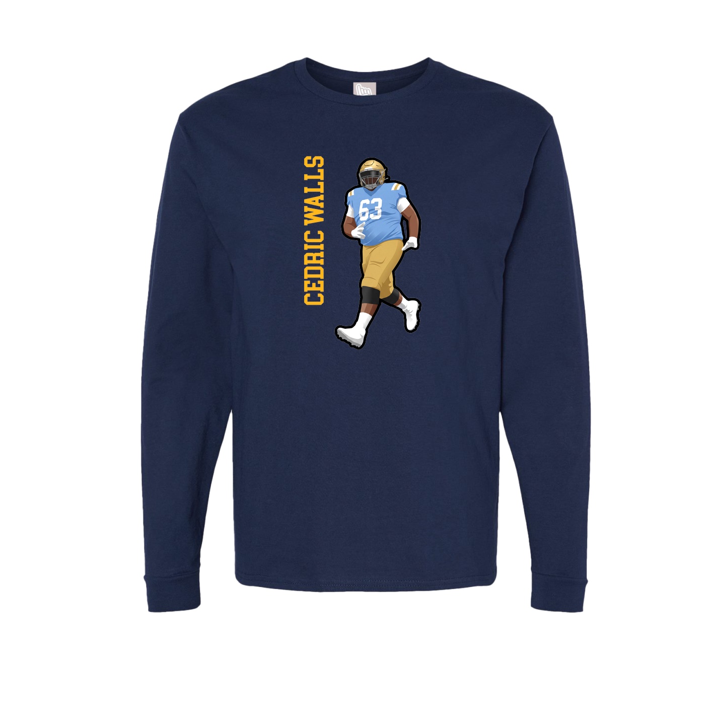 Long Sleeve Tee — Name Vertical in Navy