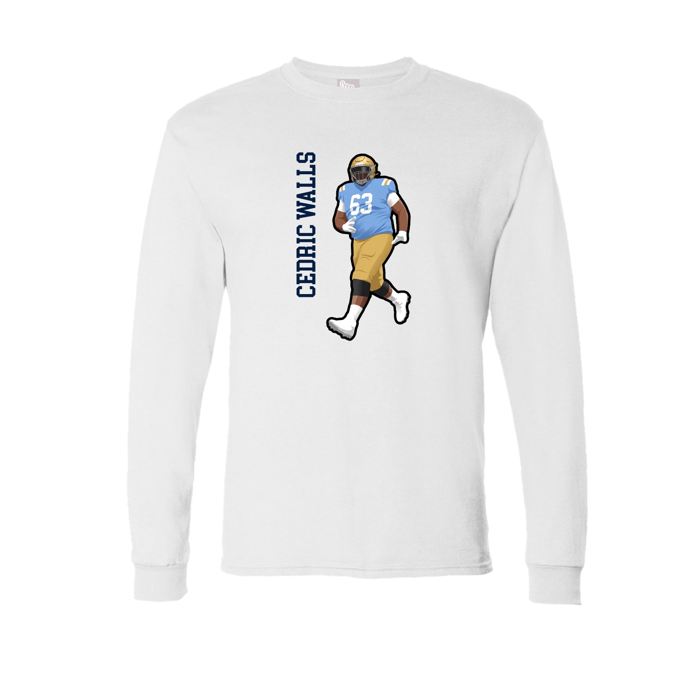 Long Sleeve Tee — Name Vertical in White