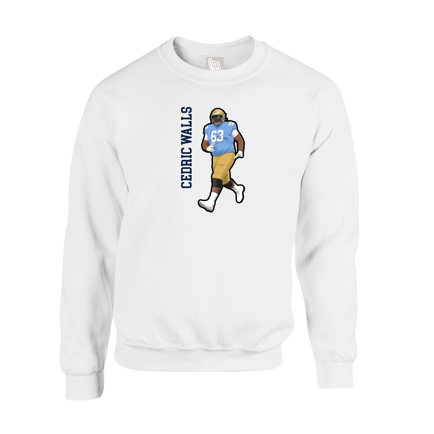 Fleece Crew — Name Vertical in White