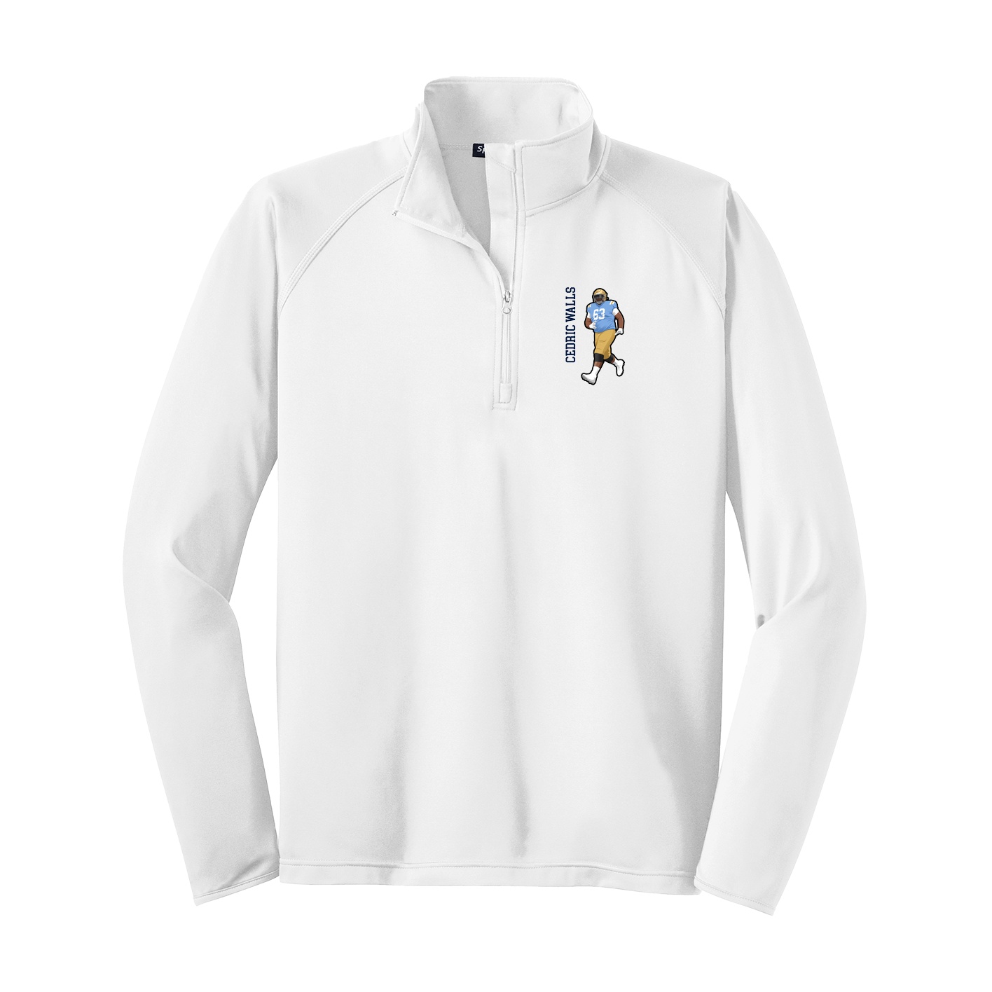 Q-Zip Pullover — Name Vertical in White