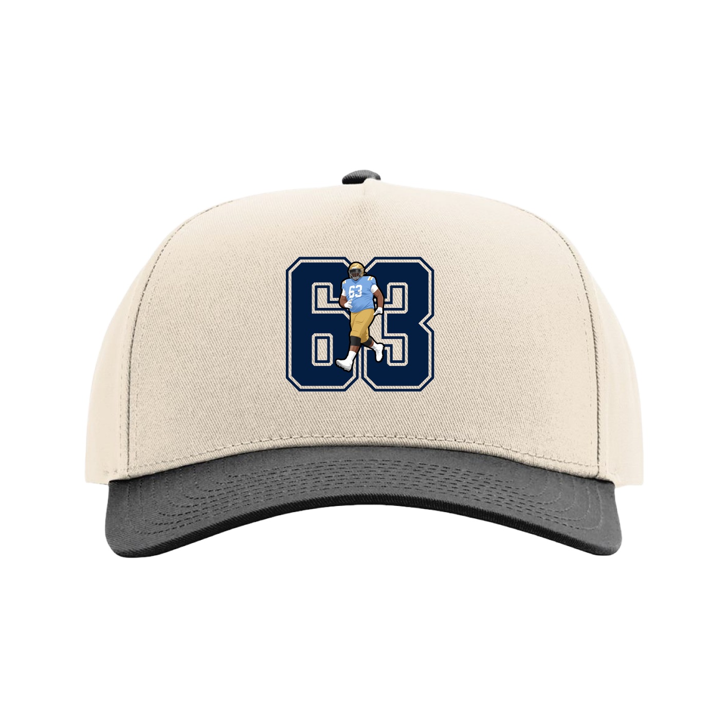Full Fabric Five-Panel Champ Cap — Number in Cream/Black