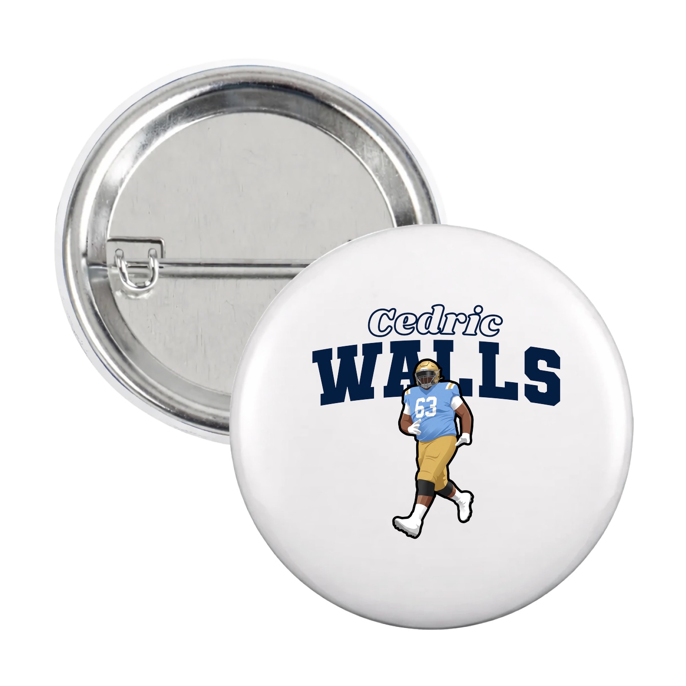 Game Day Button — Name Arch in White