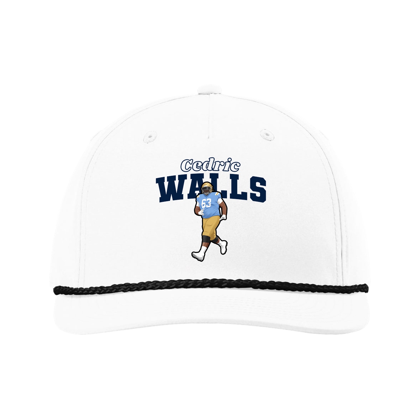 Five-Panel Classic Rope Cap — Name Arch in White
