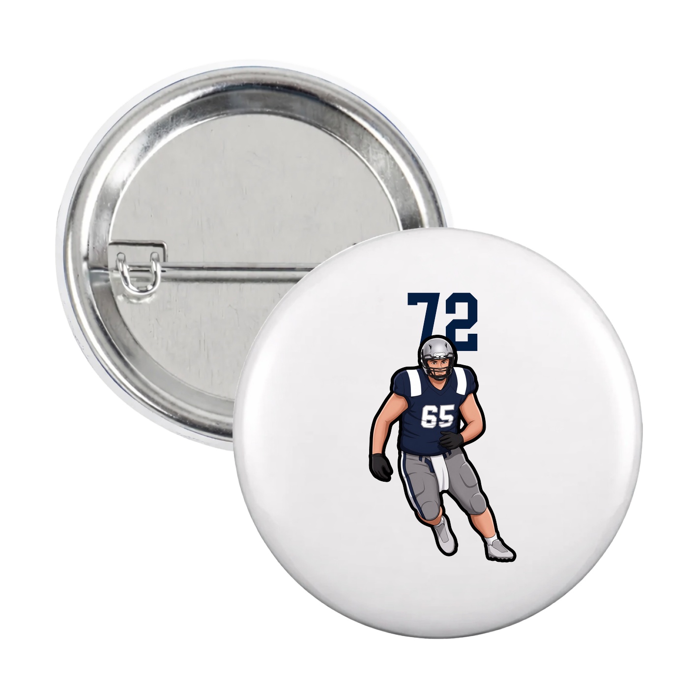 Game Day Button — Number Top in White