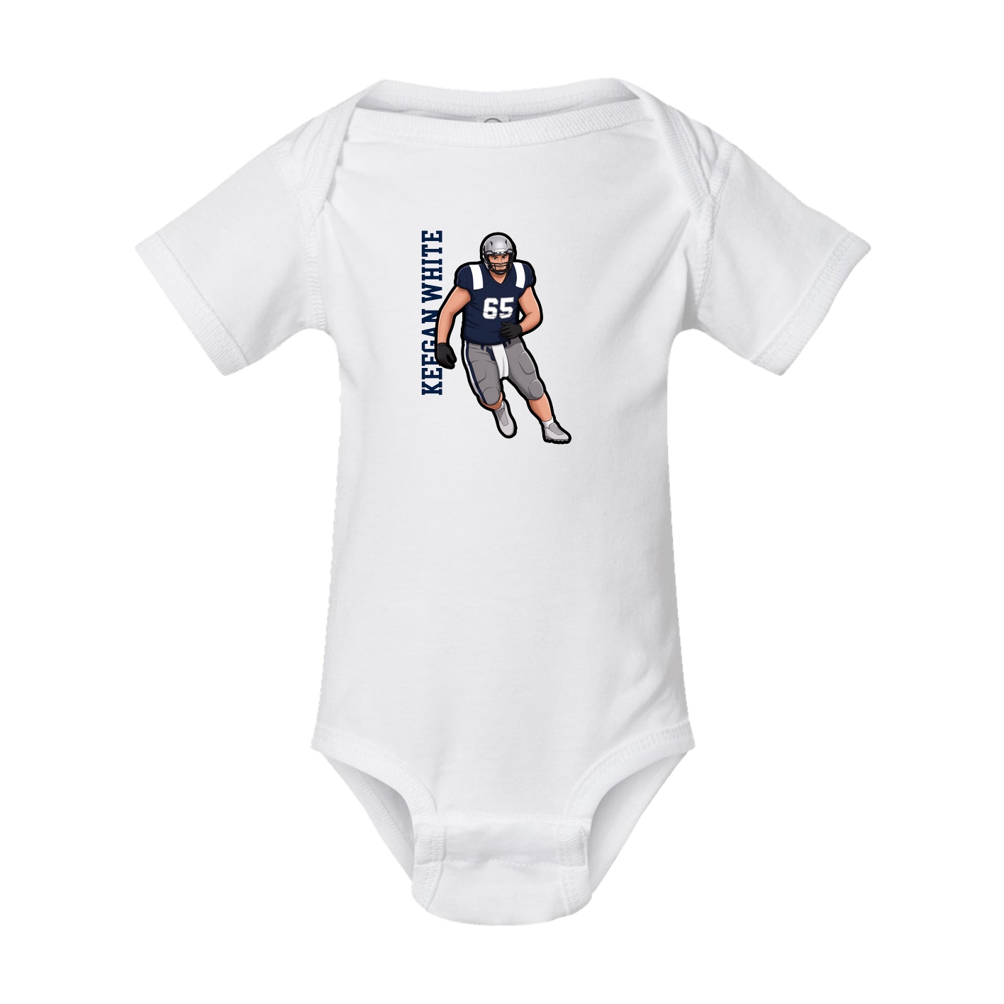 Baby Onesie — Name Vertical in White
