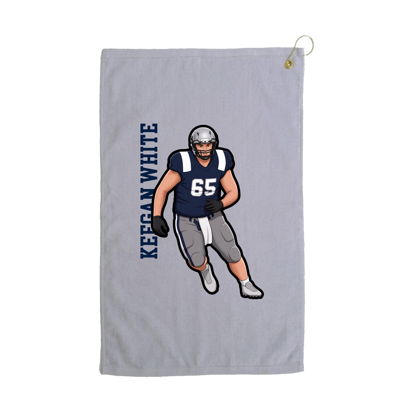 Golf Towel — Name Vertical in Grey