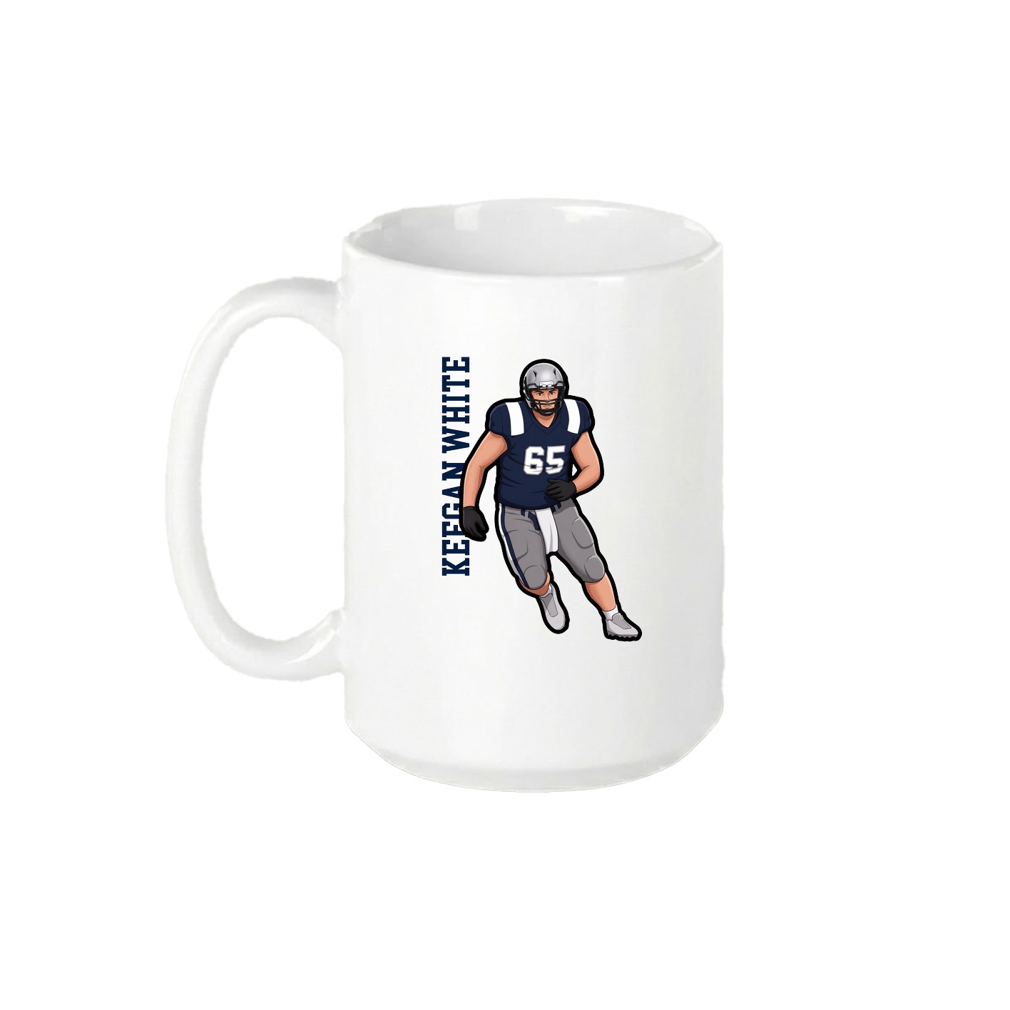 15oz Coffee Mug — Name Vertical in White