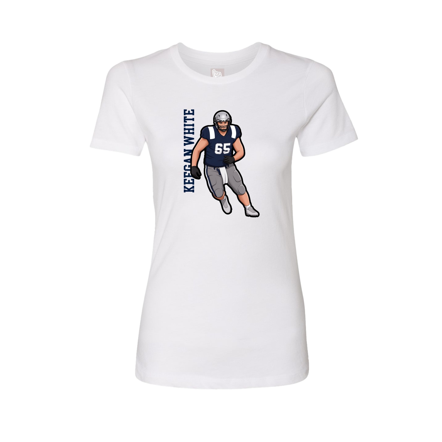 Fitted Women's Tee — Name Vertical in White