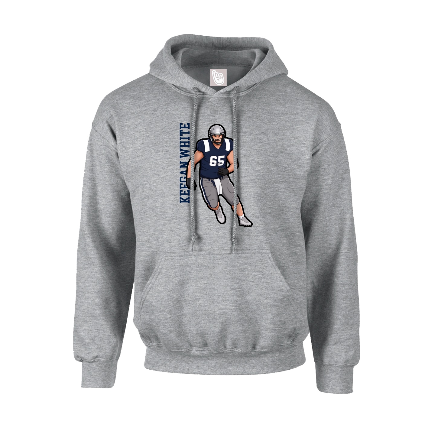 Youth Hoodie — Name Vertical in Grey