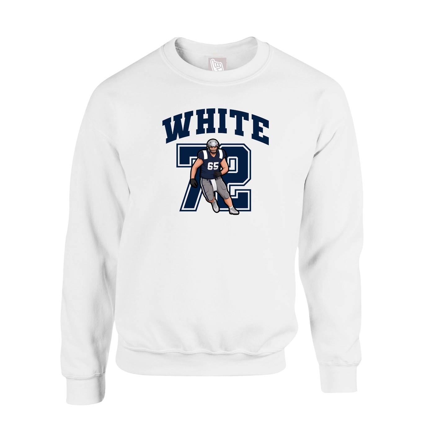 Fleece Crew — Number in White
