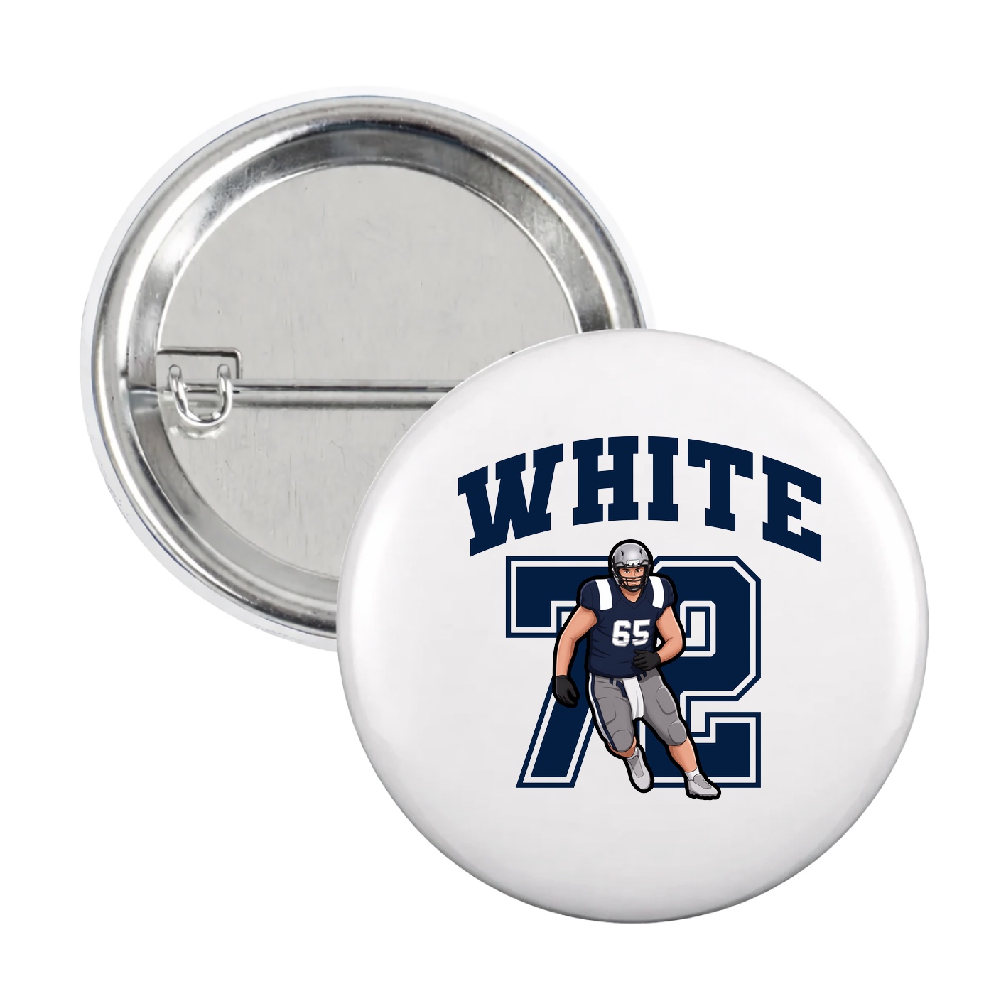 Game Day Button — Number in White