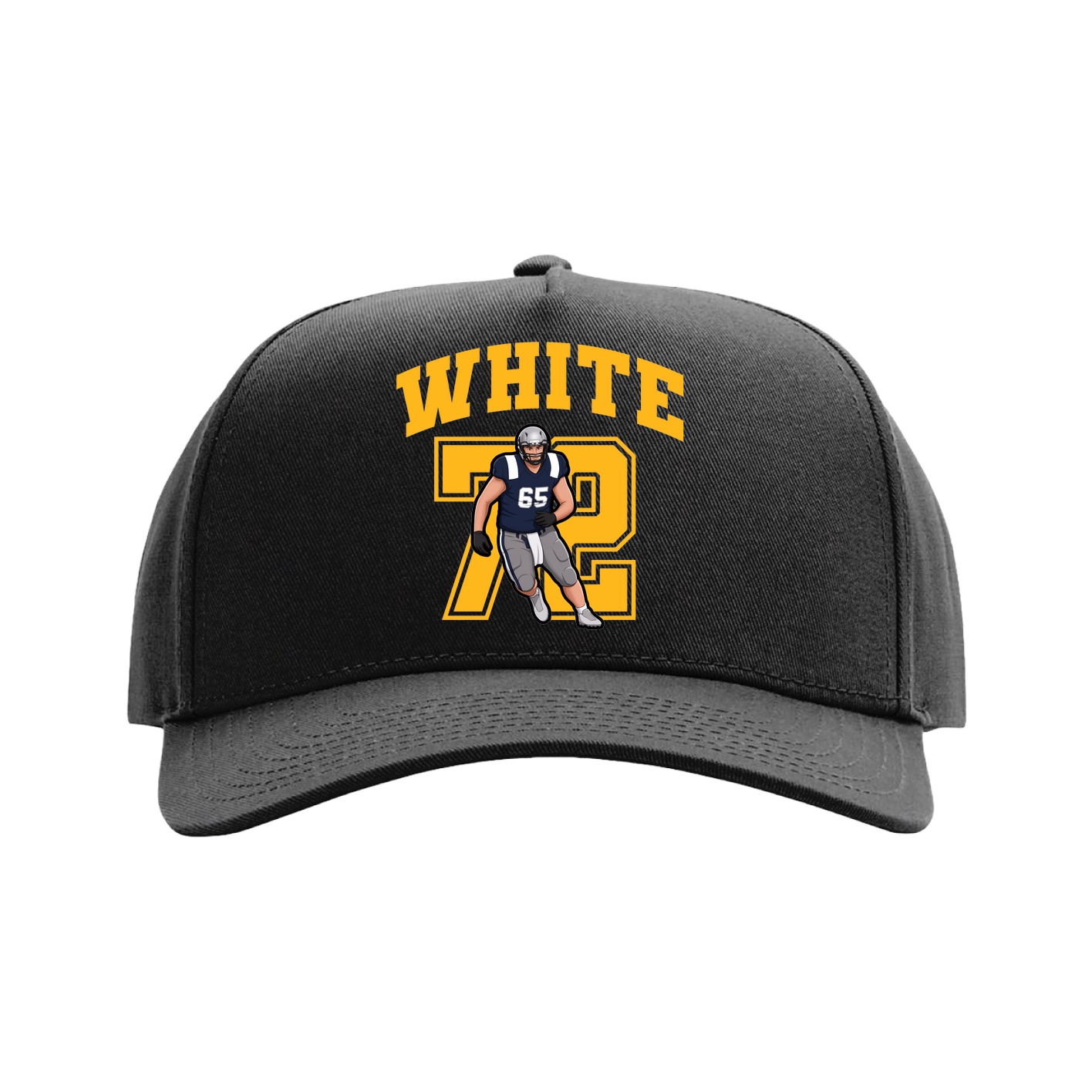 Full Fabric Five-Panel Champ Cap — Number in Black