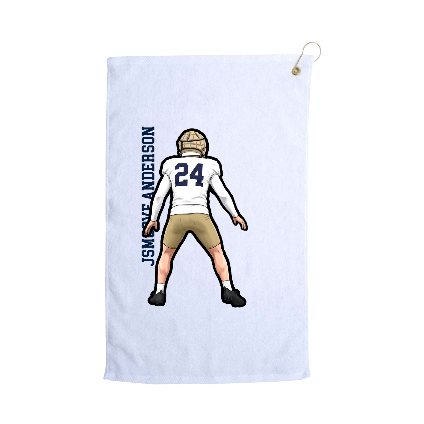 Golf Towel — Name Vertical in White