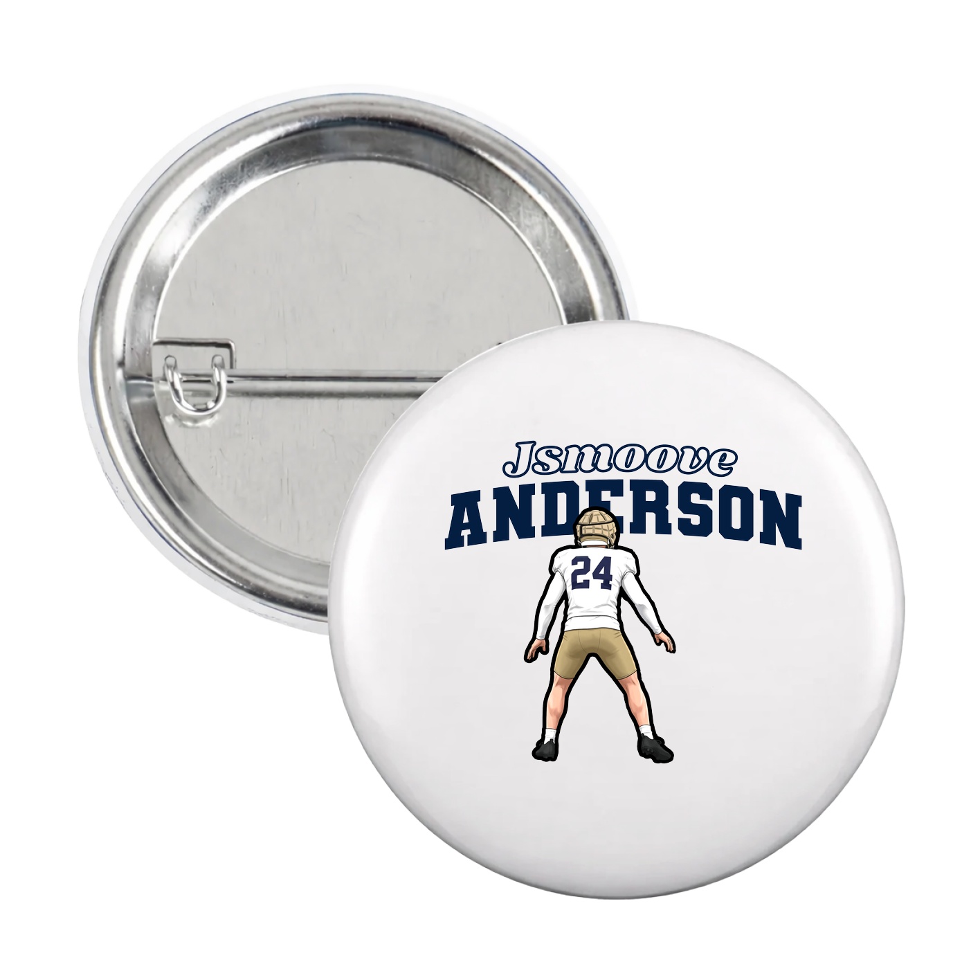 Game Day Button — Name Arch in White