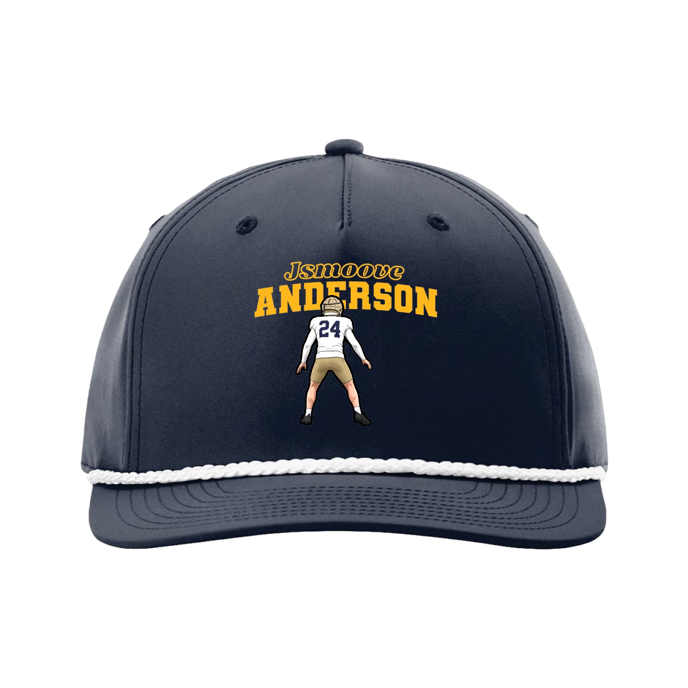 Five-Panel Classic Rope Cap — Name Arch in Navy
