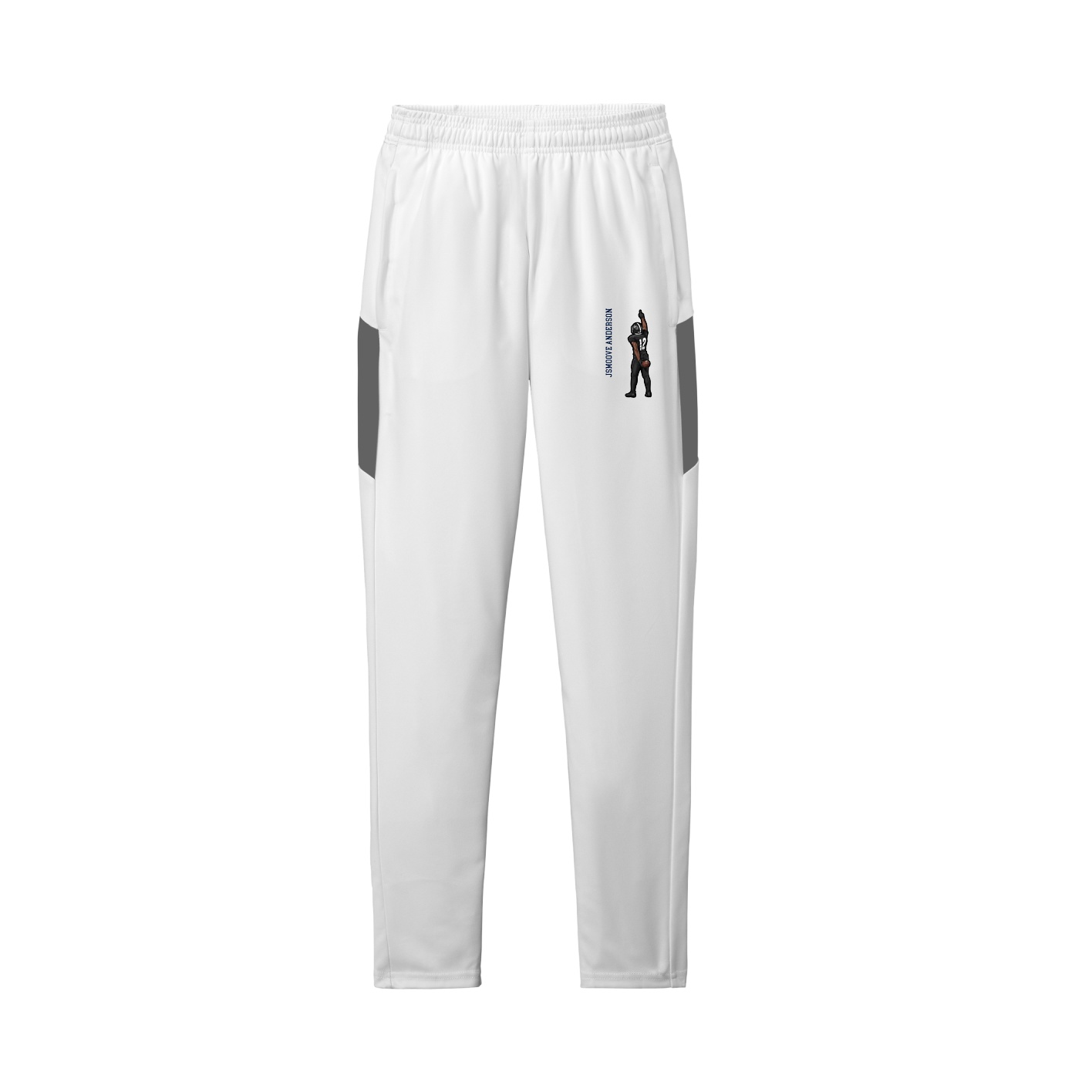 Team Travel Pant — Name Vertical in White/Grey