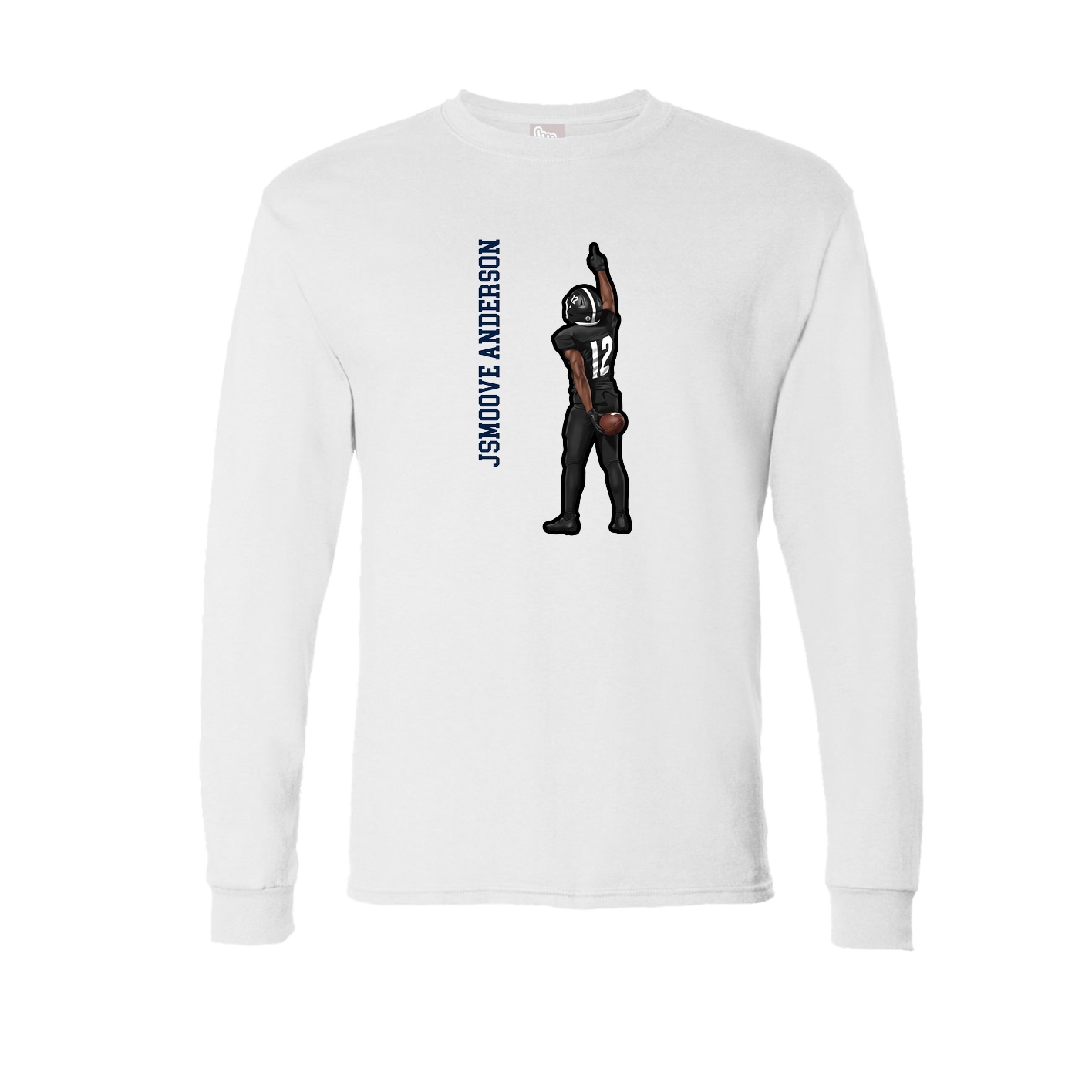 Long Sleeve Tee — Name Vertical in White