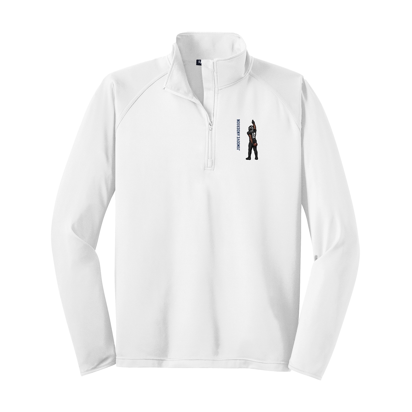 Q-Zip Pullover — Name Vertical in White
