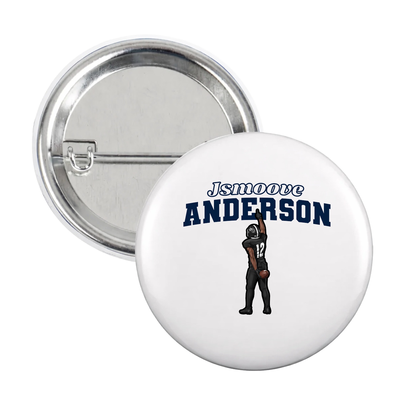 Game Day Button — Name Arch in White