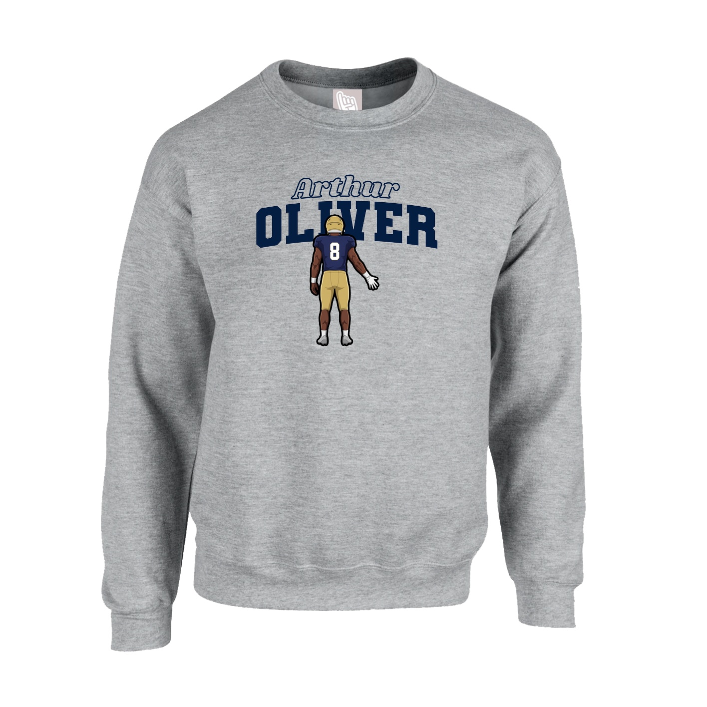 Fleece Crew — Name Arch in Grey