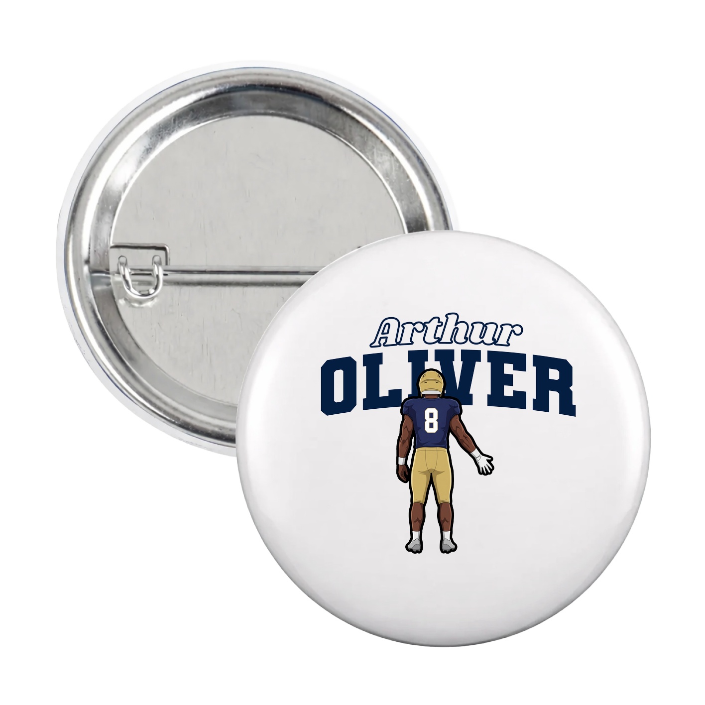 Game Day Button — Name Arch in White
