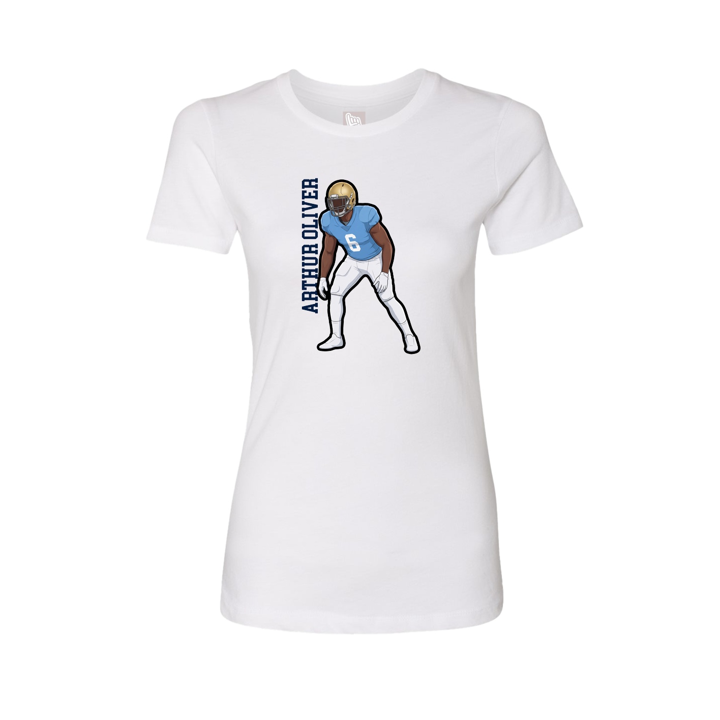 Fitted Women's Tee — Name Vertical in White