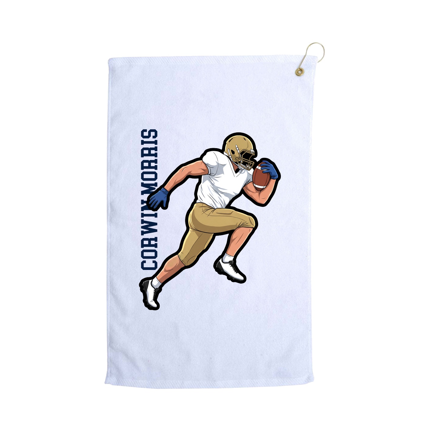 Golf Towel — Name Vertical in White