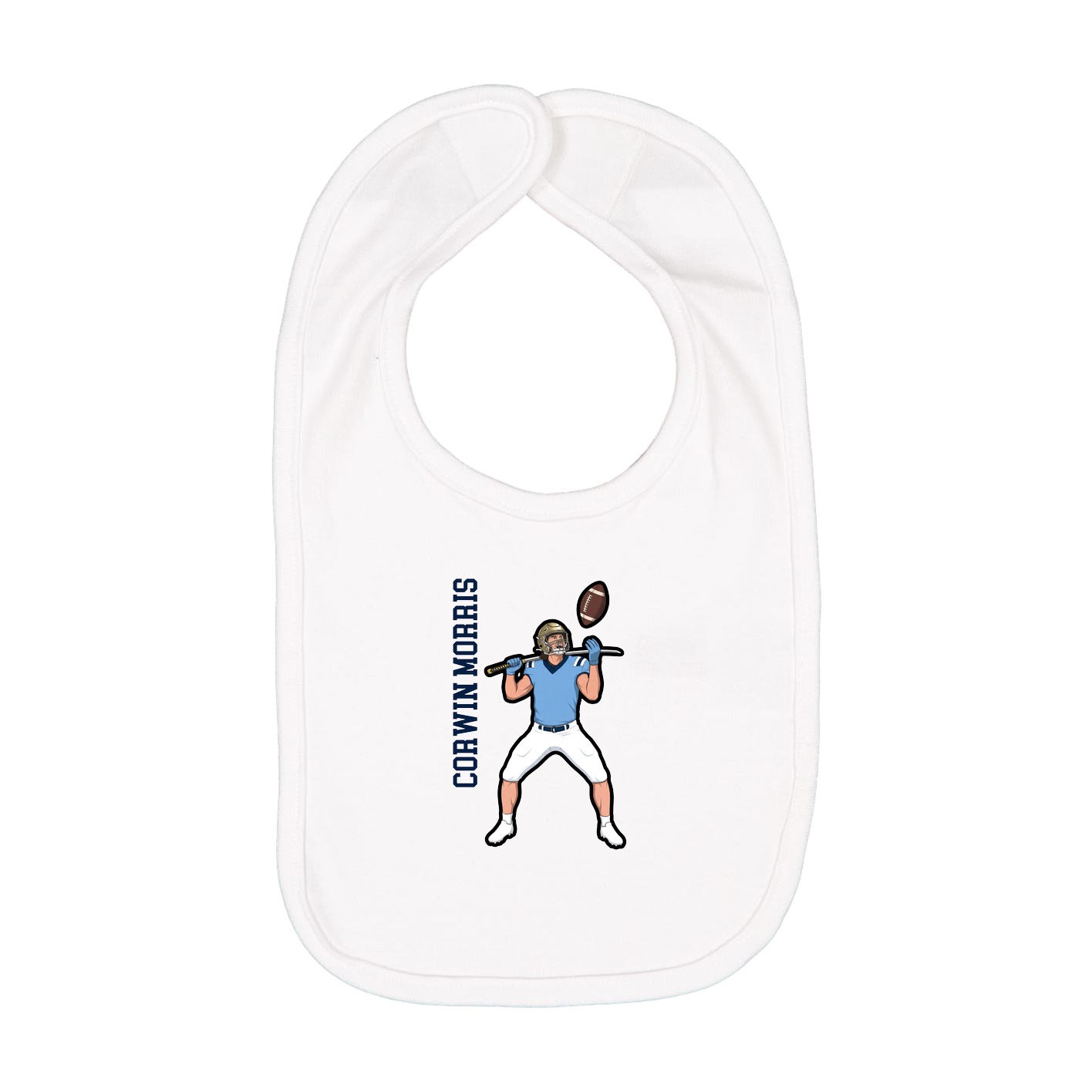 Infant Bib — Name Vertical in White