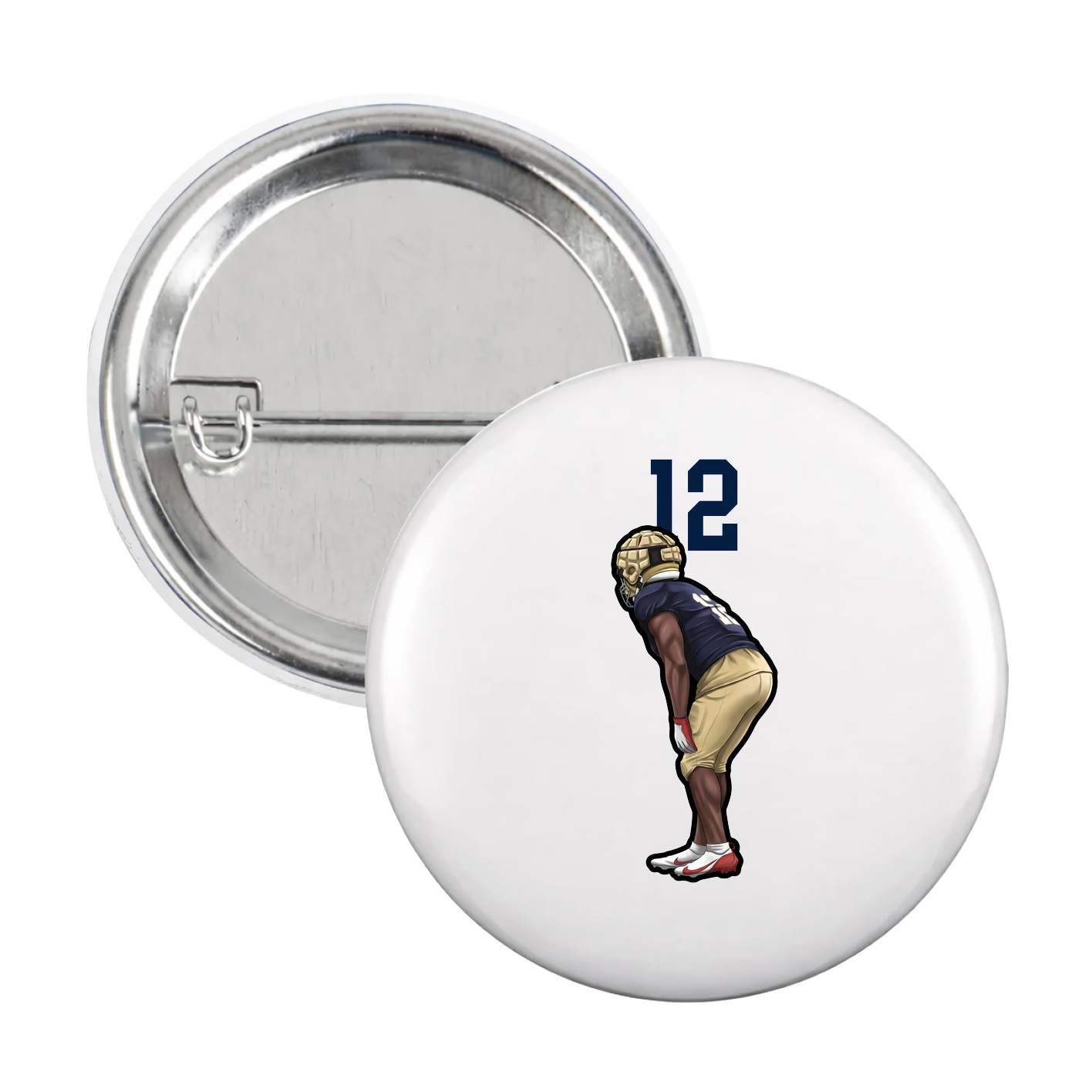 Game Day Button — Number Top in White