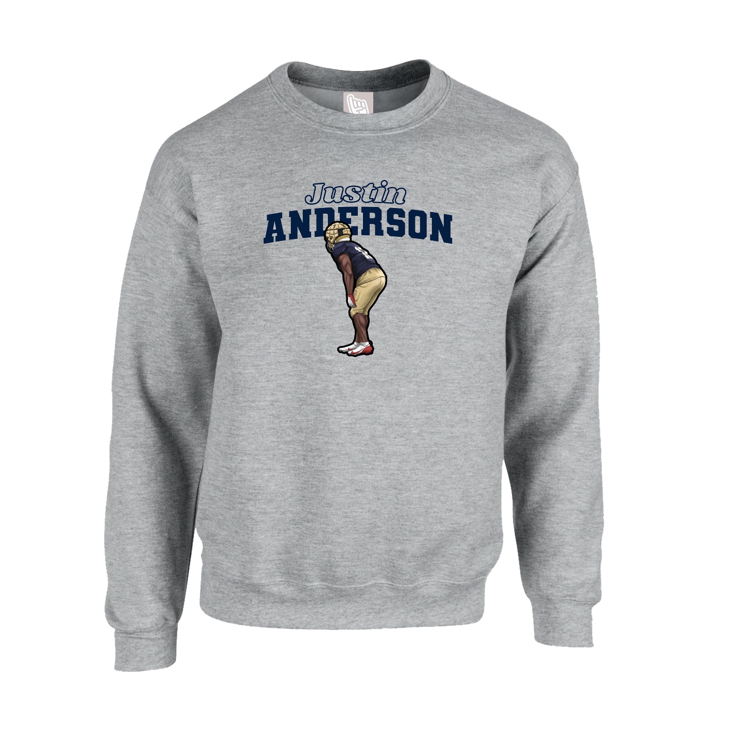 Fleece Crew — Name Arch in Grey