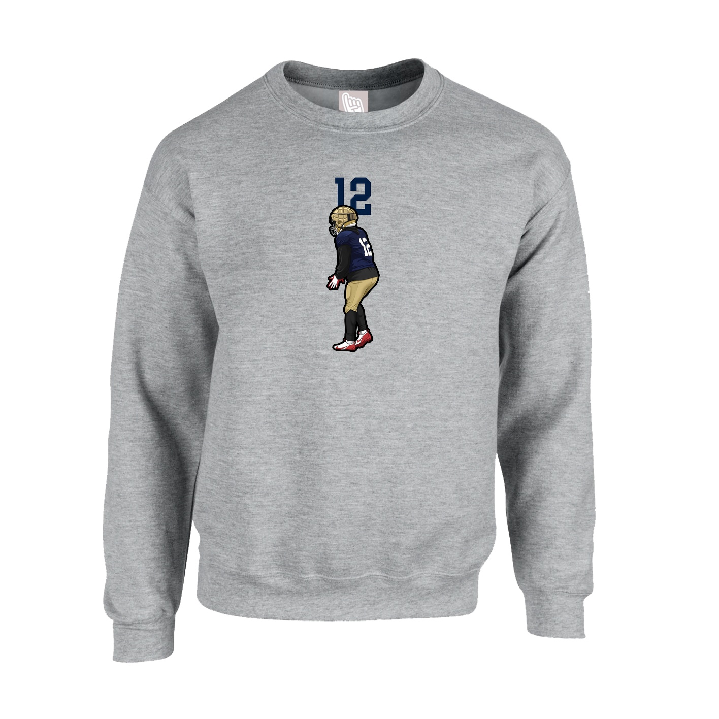 Fleece Crew — Number Top in Grey