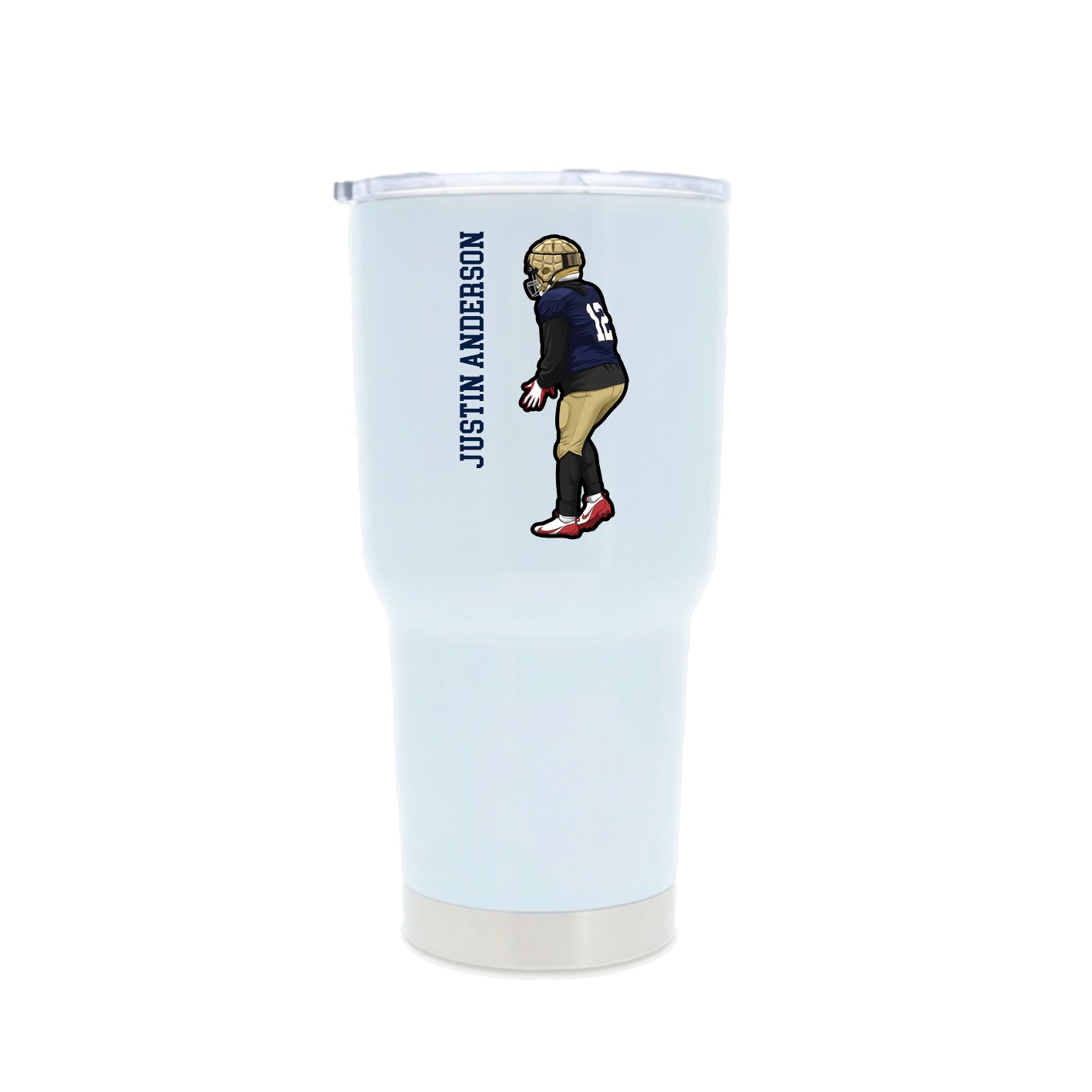 30oz Stainless Steel Tumbler — Name Vertical in White