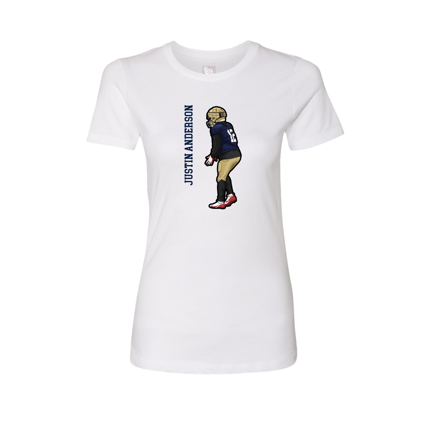 Fitted Women's Tee — Name Vertical in White