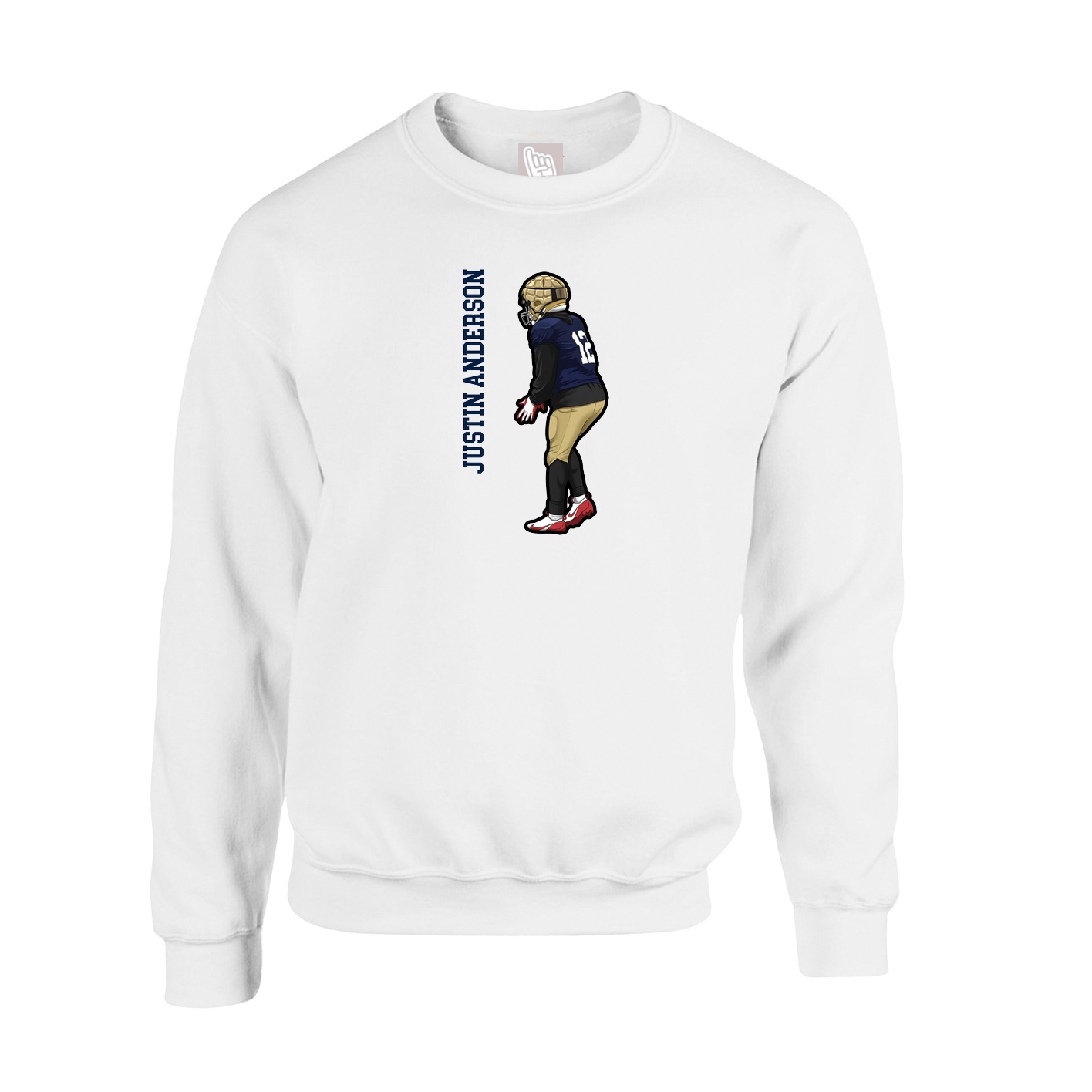 Fleece Crew — Name Vertical in White
