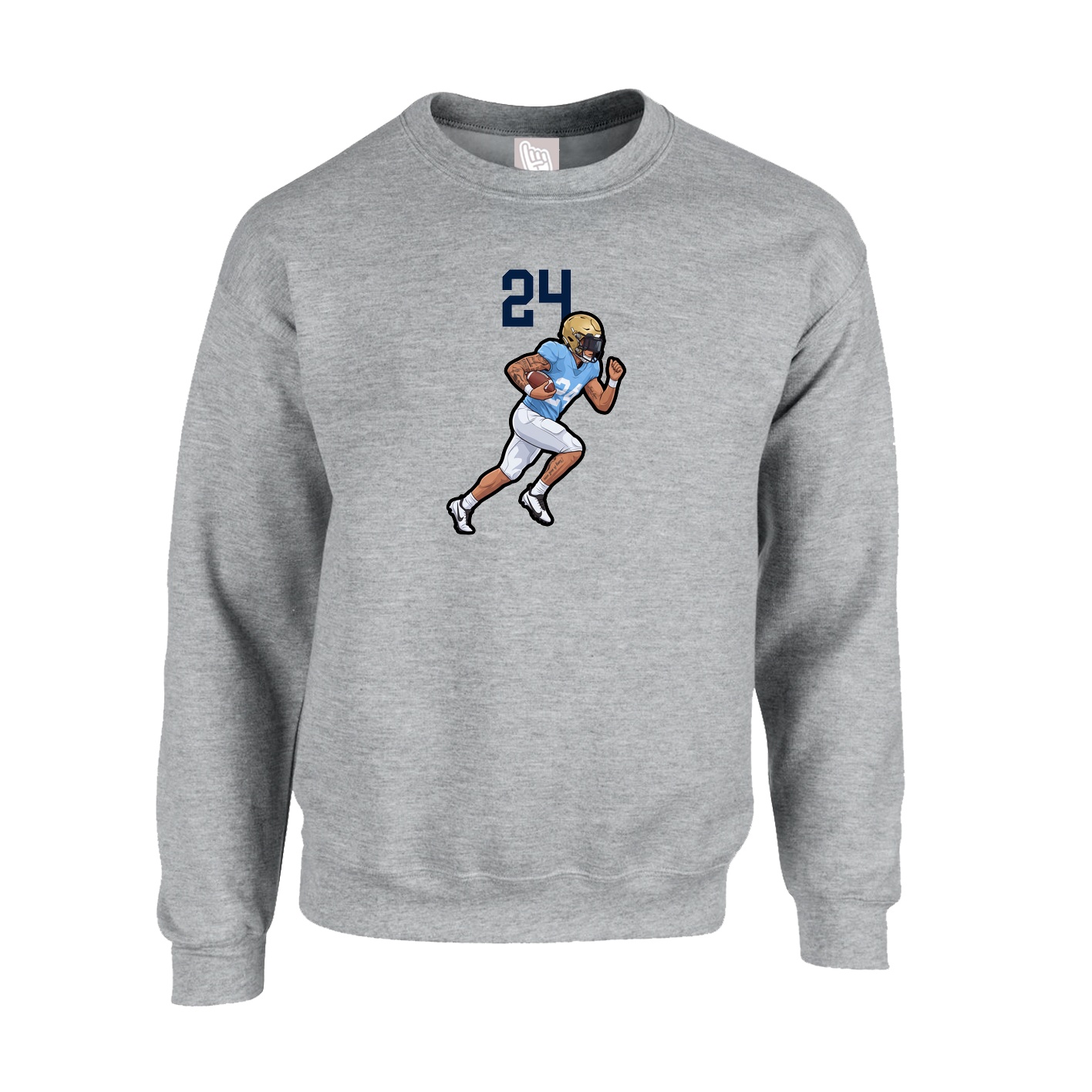 Fleece Crew — Number Top in Grey