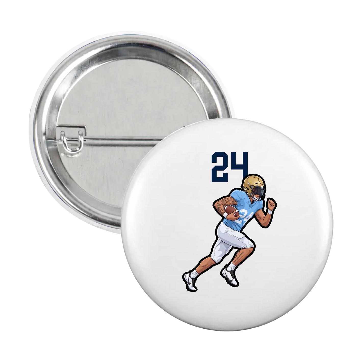 Game Day Button — Number Top in White