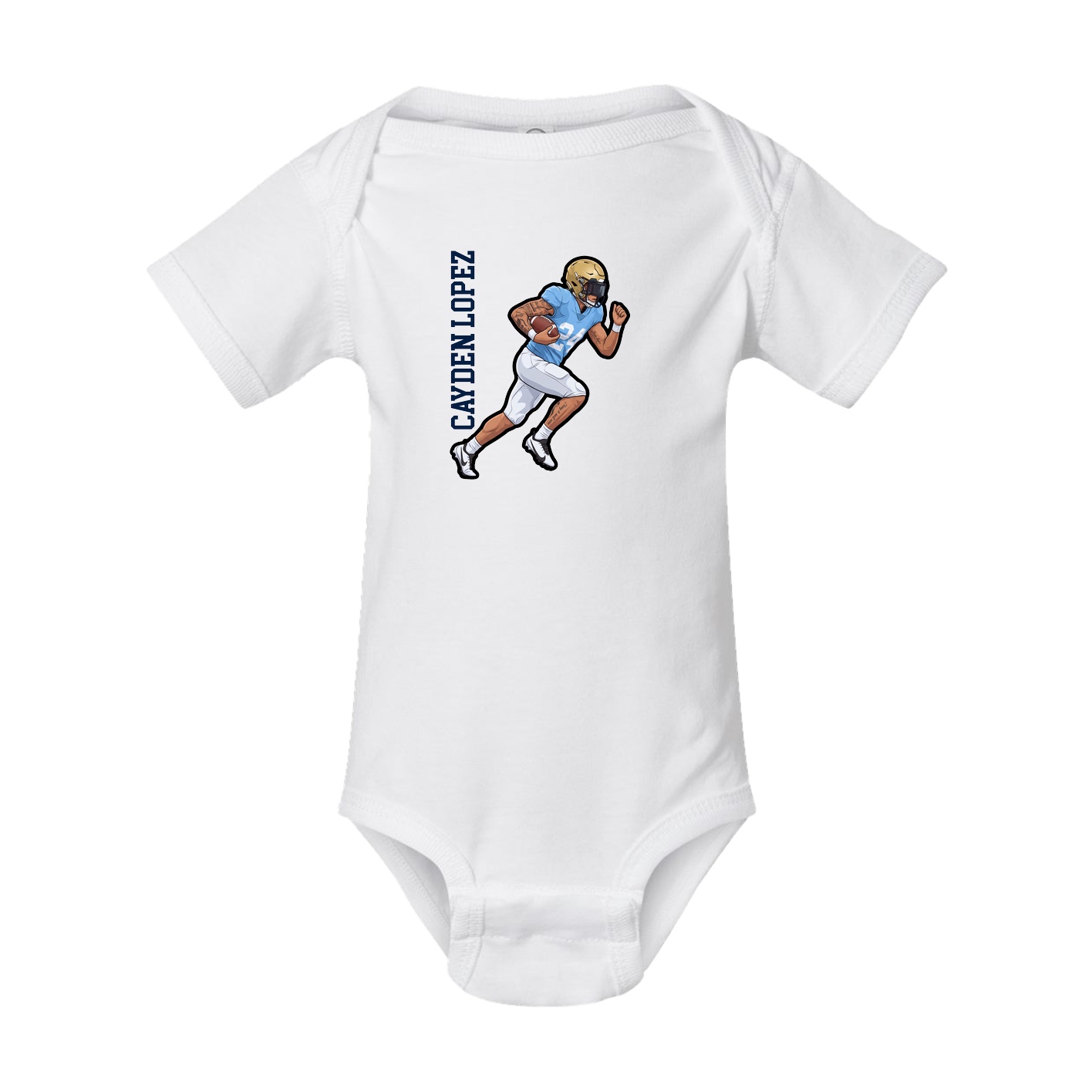 Baby Onesie — Name Vertical in White