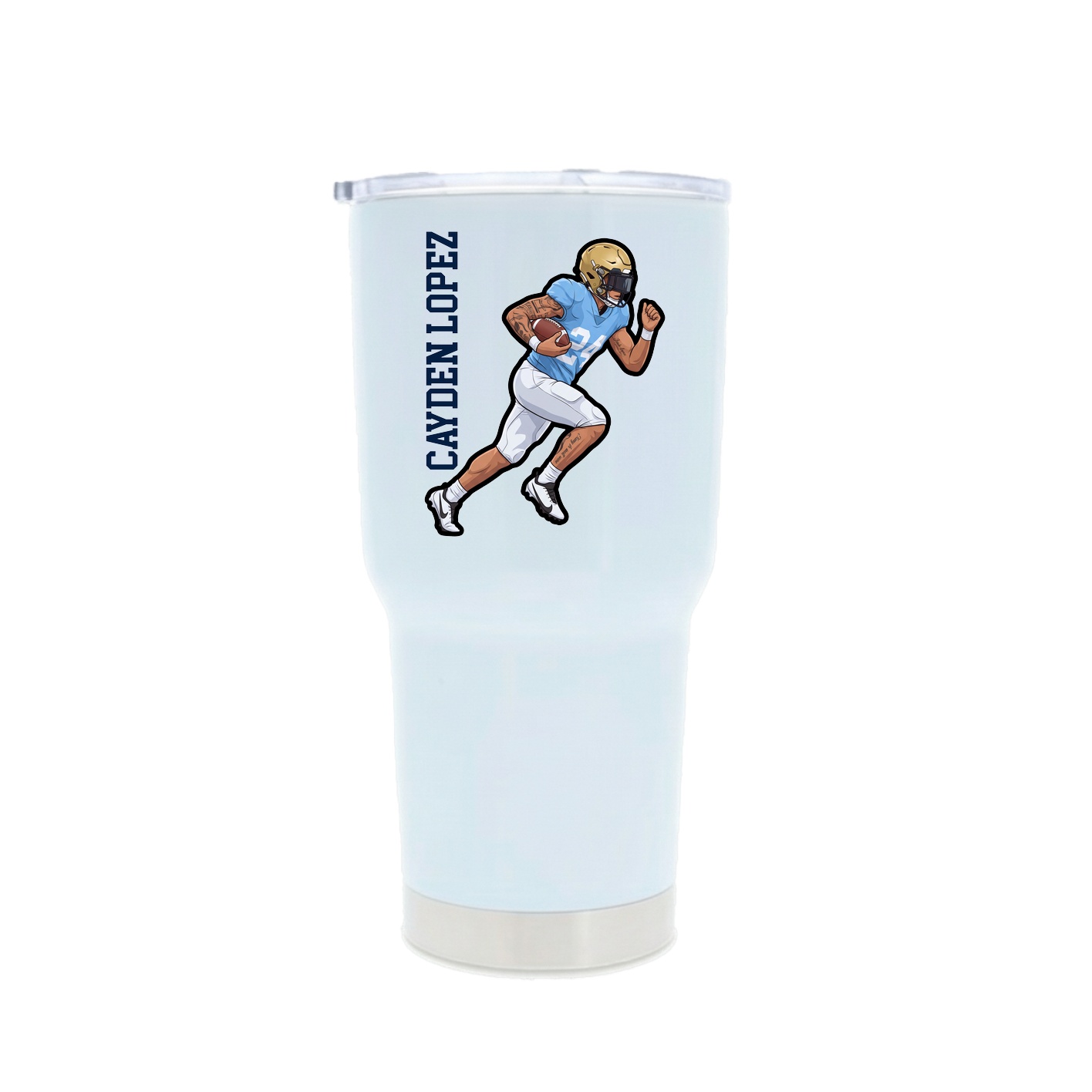 30oz Stainless Steel Tumbler — Name Vertical in White
